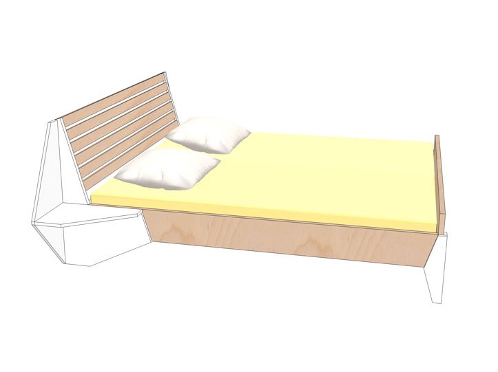 Drawing DIY plan double bed 'Hayeda'
