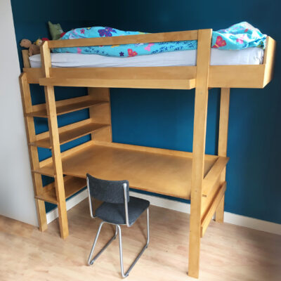 DIY design loft bed with desk 'Wolf' furniture plan